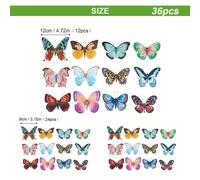 TEMU 24pcs/36pcs Mariposas Acuarela Coloridas 3D, Mariposas de PVC Impermeables, Decoración DIY, Adecuadas para Decoración de , Decoración de Flores para Regalo de San Valentín