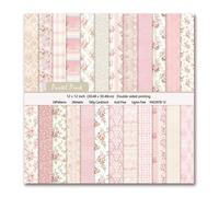 TEMU 24pcs Papel de Flores y Rayas Rosas, Cartulina de Retro de Cara para Manualidades DIY, Álbumes de Fotos, Decoración de Diarios, Envoltura de Regalos, 12x12 Pulgadas, Suministros para Scrapbooking