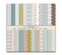 TEMU 24pcs/set Estilo Bohemio Retro de Papel , Cara, Tamaño Grande de 12 pulgadas, Diseño Azul, Material Papel, Diseño de Rayas y , para Decoración DIY a