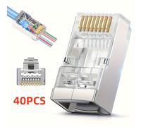 TEMU 25/40/66/88 piezas Conectores RJ45 Cat6 Cat6A para paso directo - Conectores Ethernet de 8P8C chapados en oro para cables de red FTP/STP y cables