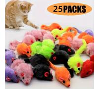 TEMU 25 Juguetes de Gato Peluche Ratones Colores Juguete Interactivo de Ratoncito con Relleno Herbáceo para Estimulación Deportiva e Adecuado para Gatos, Gatitos y Cachorros
