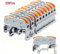 TEMU 25-Pack Terminales de DIN, Conexión Rápida Cable a Cable, de Cobre 24-12 AWG, Aislamiento de Nylon, Montaje Revestido, de Potencia Sin Carga, Sin Batería, Componentes No Electrónicos