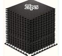 TEMU 25 piezas de tapetes de ejercicios de EVA negro - Suaves y antideslizantes, adecuados para entrenamiento y modelado en el gimnasio en casa.