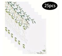 TEMU 25 tarjetas, Tarjetas de Notas en , Tarjetas Decorativas, Tarjetas de Notas con Flores Verdes, Adecuadas para , Oficina, Dibujo, Agradecimiento, Suministros de