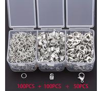 TEMU 250 piezas/ Juego de Cierres Lobster, Anillas y Aros Abiertos - Kit para Hacer Joyería con Conectores DIY: Pulseras, Collares, Tobilleras e Ideales como Regalos