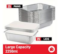 TEMU 25pcs Moldes de Aluminio de Resistencia con Tapas, 9x13" - Perfectos para Hornear, Asar y Cocinar | Ideales para Tartas, , Pastel de Carne