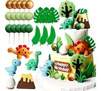 TEMU 26 piezas de lujo de decoraciones de dinosaurios para pasteles | Set de mini decoraciones de dinosaurios para fiestas y cupcakes para , Halloween, Navidad y más - Plástico,