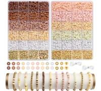 TEMU 2650/ 2400/ 4800 piezas de cuentas de arcilla, cuentas de arcilla para hacer pulseras, cuentas Heishi para pulseras, kit de pulseras de cuentas de arcilla, cuentas - Kits de abalorios