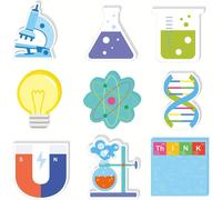 TEMU 270 Adorables Notas Adhesivas de Ciencia con Temáticas de Química, Bloc de Notas Autoadhesivo con Equipos de Tubos de Ensayo, y Bombillas para Uso en el Aula