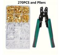 TEMU 270 piezas de terminales de crimpado, alicates de crimpado multifuncionales, equipados con y cortacables, kit de conectores múltiples para crimpado manual