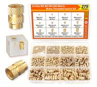 TEMU 275/550 piezas Tornillos roscados de latón para impresión 3D | Kit de insertos roscados M2 M3 M4 M5 para materiales de plástico, PLA, ABS, PETG, PP, PPS - Totalmente roscados,