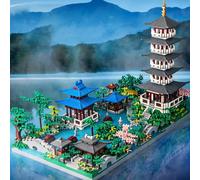 TEMU 2800+ Bloques de Construcción Ensamblados Lago de Hangzhou, de Decoración Arquitectónica China, Ideal para Regalos de Halloween, Acción de Gracias, Navidad y