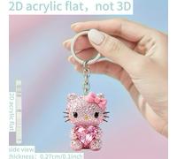 TEMU 2D - 1pc 2D Acrílico Hello Kitty Sosteniendo un , Llavero para Mujer, Llavero, Regalo Festivo Decorativo Colgante de Llave, Llavero para Coche, Llavero para Bolso de Mochila.
