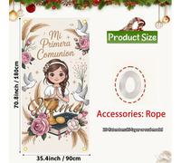 TEMU 2D , 1pc YSW Mi Primera Comunión Banner para Niña - /Número Personalizado 1pc Banner, con Agujeros y Cuerdas para Primera Confesión, Cortina de Puerta para de Boda, - Decoración (), 2D