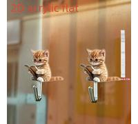 TEMU 2D 2 Piezas Gato Colgador Autoadhesivo Decorativo Gancho Irregular para Pared - Tema: Moverse, Regalo para Dormitorio u Oficina - 2D