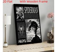 TEMU 2D , 2D 1 Pieza de Madera Póster de Película de Dibujos Animados Marvel Spiderman y de Pared Pintura Decoración de Pared Dormitorio Decoración de Habitación Decoración del Hogar Enmarcado, 2D