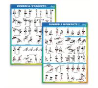 TEMU 2D , 2D , Juego de 2 Pósters de Ejercicios con Mancuernas - para Tablas de Entrenamiento en el Gimnasio en Casa, Volumen I y II - Tamaño 12X16 Pulgadas