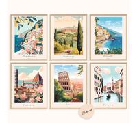 TEMU 2D , 2D , Sin 6 piezas Pósters de Italia de Pared Amalfi Roma & Florencia Italia Monumento, de Pared de Galería, Regalo de Viaje Adecuado para Oficina Pasillo Dormitorio 8 X 10 Pulgadas