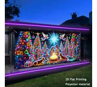 TEMU 2D , 2D - Un Banner 2D Navideño con una de , que mide 157.48X70.87 pulgadas, que un con ángeles y pastores, un religioso sin necesidad de electricidad