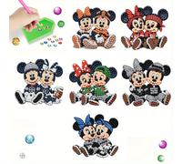 TEMU 2D , 6 Piezas, Conjunto de Pegatinas de Refrigerador con Forma de Diamante de y Minnie de Disney, Artesanía Magnética de Refrigerador a , Pegatinas de Diamante, Decoración de Fiesta Festiva, 2D