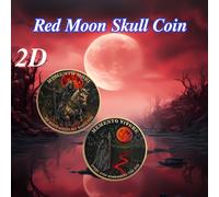 TEMU 2D de calavera con luna de y del , a las que valorar paso y con significado. Combinando una profunda contemplación filosófica con la expresión artística, moneda coleccionable adecuada para