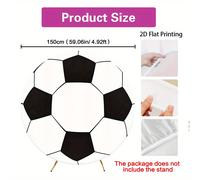 TEMU 2D de una sola pieza con tema de balón de fútbol - Elegante circular de poliéster adecuado para , despedidas de soltera, aniversarios, , duradero, no requiere alimentación, fácil de mantener