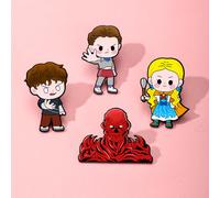 TEMU 2D Flat - 4 Nuevas Broches de Historias Extrañas en 2D, con Mercancía de Series de TV y Pines Acrílicos de Dibujos Animados de la Versión Q