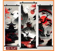 TEMU 2D/ Rollo de Japonés Anime Paisaje 3-Piezas, Decoración del Hogar - Impermeable, , Impresión en para Colgar en Sala, Dormitorio, Baño Uso Interior y Exterior - Poster para Halloween y Navidad