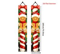 TEMU 2D - Un par de pancartas navideñas para porche hechas de poliéster duradero con hombres de jengibre con gorros de Papá Noel y bufandas , de bastones de a rayas y blancas, a contraluz de de pino y