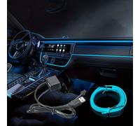 TEMU 2M Lámpara Decorativa de Interior para Automóvil con Tira de Neón EL con Cableado para Luz Flexible DIY USB para Fiestas y