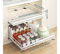 TEMU 2pcs/1pc Organizador de Gabinete Extraíble, Cajones Extensibles para Cocina con Película Nano, Organizadores y Almacenamiento de Gabinetes Adhesivos, Sin Taladro, /