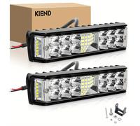 TEMU 2pcs Barra de luz LED de 7 pulgadas | 60W 5500LM 6500K Luz LED blanca auxiliar de conducción para coche, camión, SUV 12V 24V - KIEND, universalmente aplicable, más de 3000 , sin batería