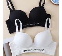TEMU 2pcs Bralettes Elegantes Push-Up para Mujeres - Sin Aros, Cobertura Completa con Almohadillas No Extraíbles, de Nylon y Elastano, Lavables a , Anticaída, Bralettes