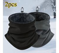 TEMU 2pcs Bufandas Unisex de Invierno | Negro y , Forro , Transpirables y Resistentes al Viento, Uso para Ciclismo y , Combo de Bufanda, Cuello y Gorro