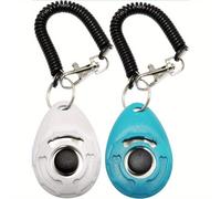 TEMU 2pcs Clicker de Entrenamiento para Mascotas con Correa de Muñeca - Versátil para Perros, Gatos, Caballos, Aves y - Plástico Duradero, Detalles Azules