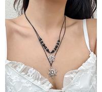 TEMU 2pcs/Collar con Colgante Retro de Sol y Estrella, Cadena Versátil para Mujer con y Cuentas Sencillas