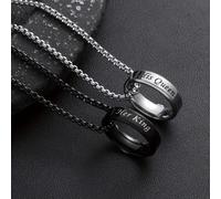 TEMU 2pcs Collares de Pareja con Colgante Anillo en , Acero Inoxidable con de Amor y Dibujos Animados para , Adecuado para Casual como Regalo a tu Amante