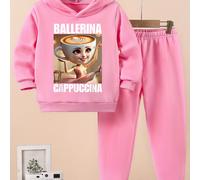 TEMU 2pcs Conjunto de Sudadera con Capucha 'Italian Brainrot' - de Invierno con Pantalones , Diseño de Animal y Brainrot, Ropa Lavable a Máquina para Frío 3 Años (Juego Casual), para Exteriores