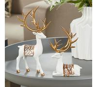 TEMU 2pcs Estatuas Modernas de Renos de Resina con Dorados - Esculturas Elegantes de Blancos para , Mueble de Vinos y Piezas Decorativo para el Hogar, Decoraciones Navideñas de Renos