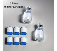 TEMU 2pcs Filtro de Agua para Grifo de Cocina con 6 Cartuchos de Repuesto - , No Eléctrico, Extensor a Prueba de Salpicaduras para Uso Doméstico
