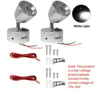 TEMU 2pcs Focos LED Giratorios | Luces de Lectura de 3W para Mesita de Noche con de Botón, Adecuados para RVs, Remolques de Viaje, Barcos, Iluminación Interior, DC12-24V, Sin Batería