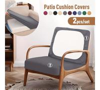 TEMU 2pcs Fundas Elásticas de Tela Fiber para Respaldo y Asiento de Sofá, Cubiertas para Cojines de Silla de Patio para Uso Exterior, Protector Flexible de Muebles, Decoración para Festivos