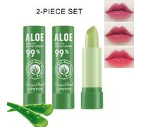 TEMU 2PCS Labial de Aloe Vera, Loción Hidratante Impermeable -sequedad, Lápiz Labial Color con la