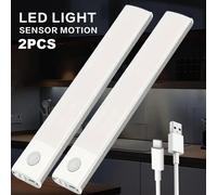 TEMU 2pcs Luces Nocturnas LED Ultrafinas de Regulables con Sensor de Movimiento - Recargables por USB, Perfectas para Dormitorios, Cocinas y Escaleras