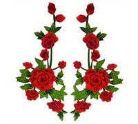 TEMU 2pcs Pegatinas de tela de flores bordadas solubles en agua, pegatinas decorativas para ropa, parches de accesorios de cheongsam, sin pegamento trasero