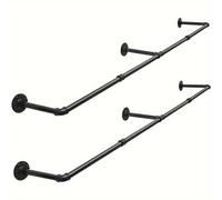 TEMU 2pcs Perchas de Ropa Montadas en la Pared, 180cm, Perchas de Ropa de Tubo Industrial, Juego de 2, Estante de Pared Ahorrador de , Estante de Cocina, Negro