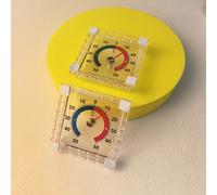 TEMU 2pcs Termómetros Cuadrados de Plástico para Puertas y Ventanas - Exteriores, Ligeros, No Necesitan Electricidad, Pantalla Digital Fácil de Leer con Celsius/