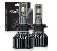 TEMU 2pcs V2T Coche LED CSP Chips 60W 18000LM 6500K | H4/H11/H13/9005 Antiniebla, Luz /, Plug and Play, Aluminio, TOAUTO, Sin Batería