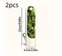 TEMU 2uds. Cápsulas para hierbas | Contenedores de vegetales para mantener la de , y otras hierbas, ideales para guardar en el refrigerador, mantienen la 2-3 semanas, plástico, sin batería