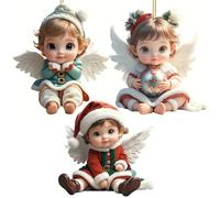 TEMU 3/4 piezas Colgante de Ángel - Cara de Ángel con Cabello y , Llavero de Plástico Adecuado para Espejo de Coche, Mochila, Llaves - Regalo de Navidad o (Adorno de Ángel)